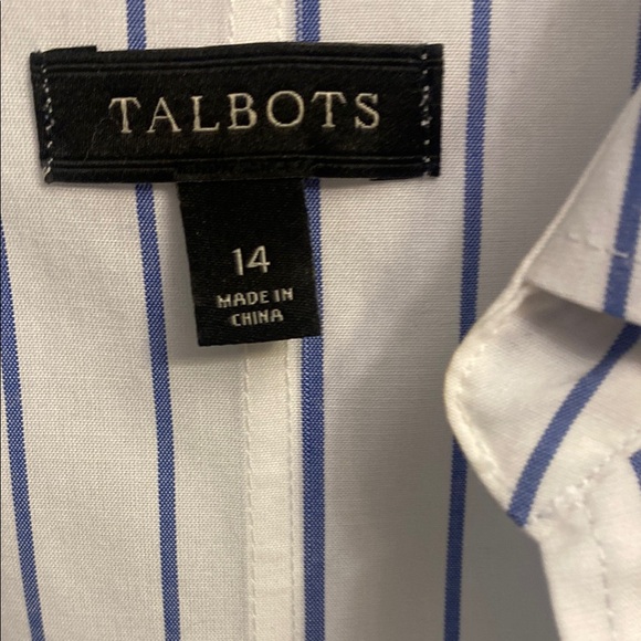 Talbots White and Black Boxy Button Down Shirt - Picture 4 of 6